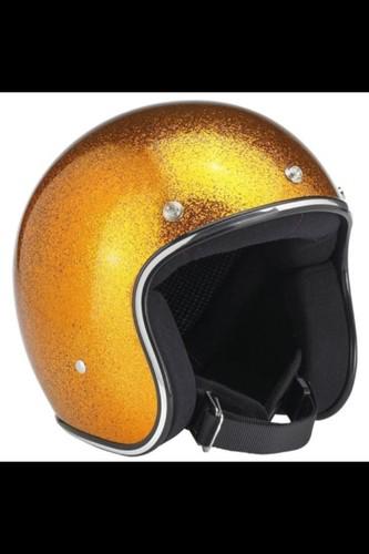 Biltwell sunburst orange metalflake non dot novelty style 3/4 helmet *used*