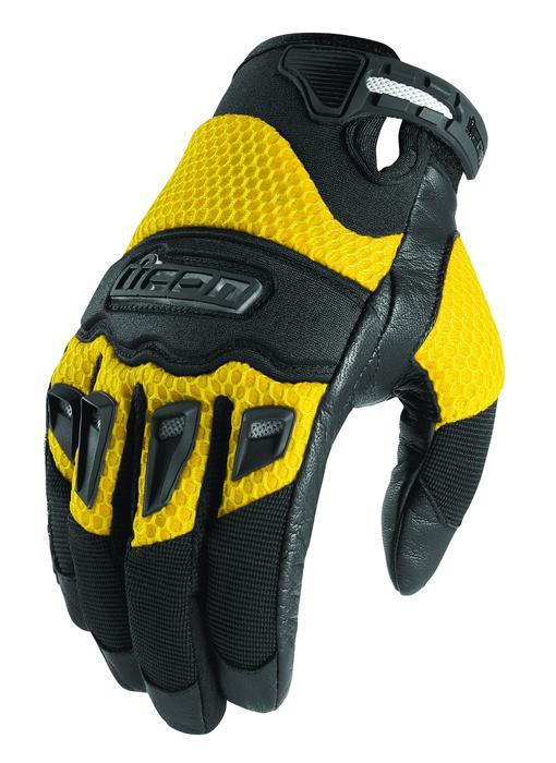 Icon twenty-niner motorcycle gloves yellow 3xl/xxx-large