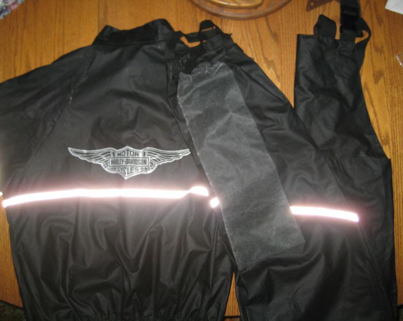 Harley davidson pvc rain suit jacket & bib overalls refletive stripes size>small