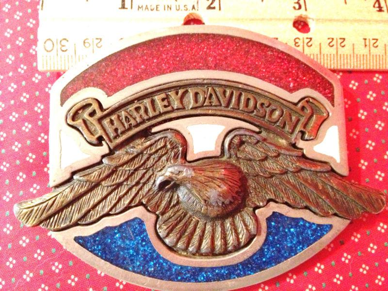 Harley davidson red white blue eagle belt buckle 