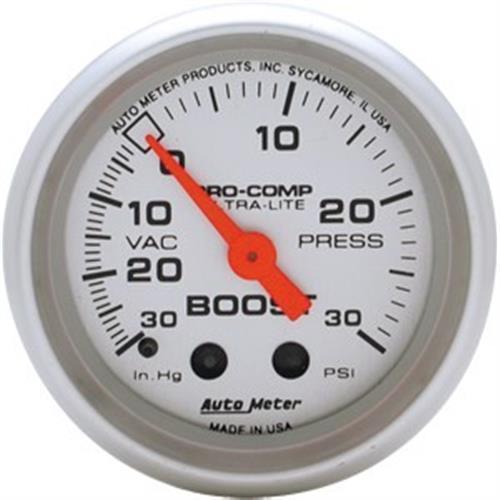 Autometer 2in. boost-vac; 30 in. hg/30 psi; mech; ultra-lite
