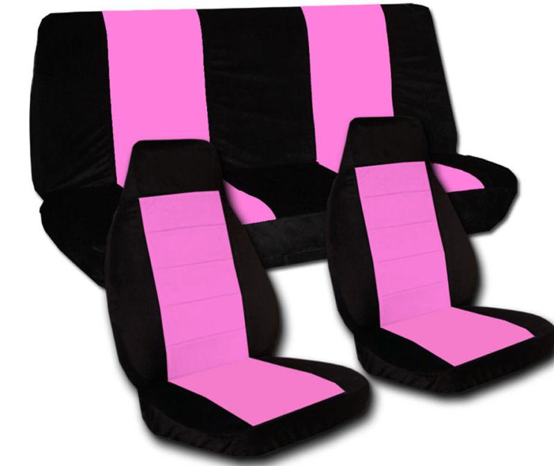 Black / pink car  seat covers. front and rear jeep wrangler tj 97-02 