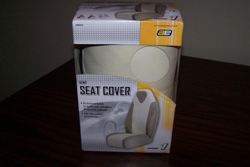 Auto expressions - "vented" deluxe seat cover, universal bucket, biege,bnib.