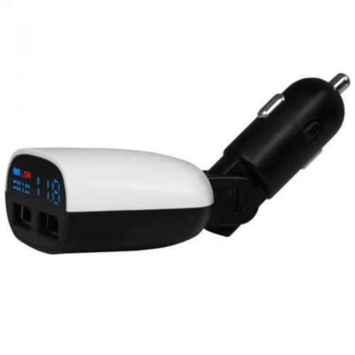 Universal 5v 3.4a dual usb port led display car charger adapter w/buzzer alarm