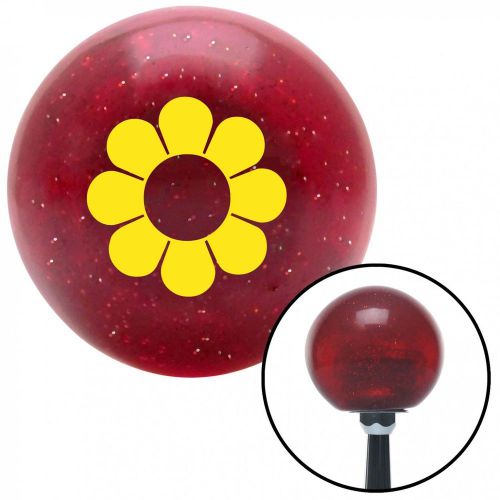 Yellow flower power red metal flake shift knob with 16mm x 1.5 insertshift