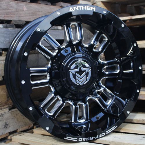18x9 gloss black anthem enforcer a721 8x170 -12 wheels 305/65/18 tires