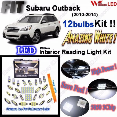 12pcs led interior light kit xenon white room lamps for subaru outback 2010-2014