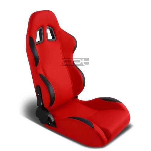Red cloth/black reclinable sports racing seats+universal sliders passenger side