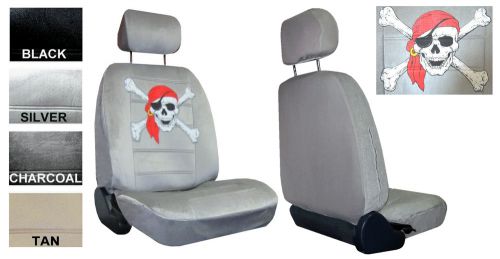 Pirate skull cross bones 2 low back bucket car truck suv new seat covers pp 5a