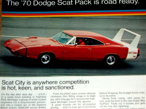 1970 dodge daytona charger/coronet super bee vintage print ad-340/440 v8 engine