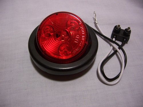 5- red 2&#034; led round clearance marker light kits (w grommet &amp; plug) truck-ul117rk