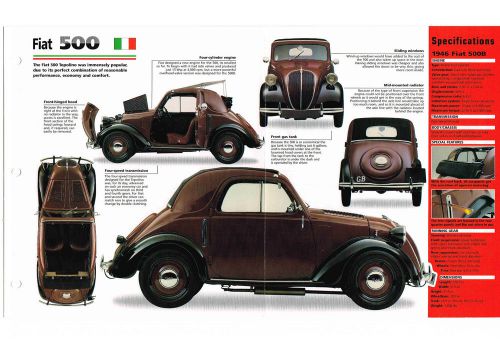 Fiat 500 / b / 500b imp brochure: 1945,1946,1947,.......