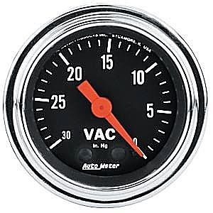 Auto meter 2484 traditional chrome series gauge  2&#034; vacuum (30&#034; hg)  mechanical