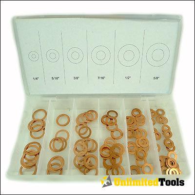 110 pc copper washer assortment set case tool oil brake lines hydraulic fittings
