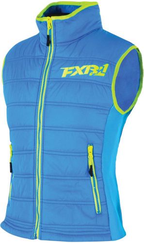Fxr womens ladies blue/hi vis block heater insulated vest - sizes 4-8-12 - new