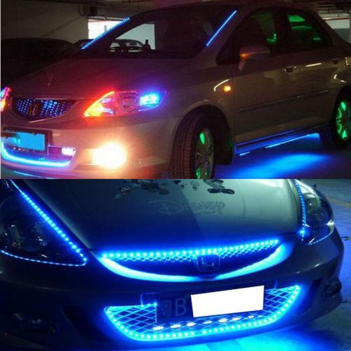 New 2 x 15 led 12v 30cm car motor vehicle flexible waterproof strip light blue