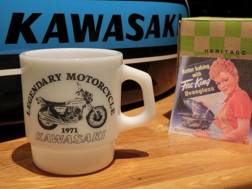 Kawasaki triple h2 mach-iv 750ss / fire king milk glass/mug