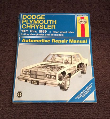 Haynes dodge plymouth chrysler 1971 thru 1989 automotive repair manual #30050