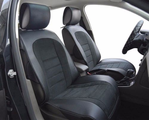 Brilliant leather like suede 2 front car seat cover cushions kia 101 black
