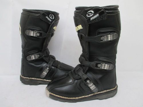 Answer racing fazer black leather motocross boots youth size 4