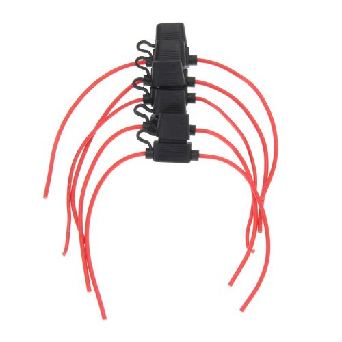 5pcs fuse holder 12v 30a in-line red wire copper power blade car bike waterproof
