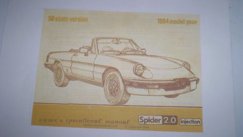 Alfa romeo spider owner&#039;s manual - 1984 -  pdf version