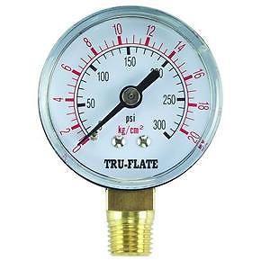 Tru24-807  tru-flate - air line gauge, 0-160 psi, 1/4&#034; npt, bottom mount