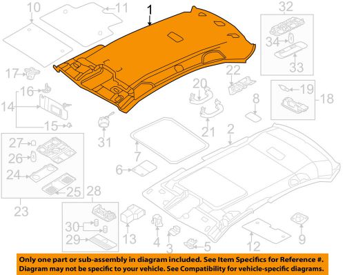 Vw volkswagen oem 11-16 jetta interior-roof-headliner 5c6867501am5t5