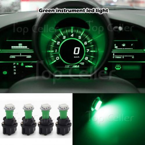 4pc t5 pc74 green led light bulb with socket instrument panel cluster plug dash