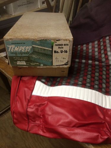 1966 tempest custom front-rear seat covers upholstery/ red/white/ black - nice