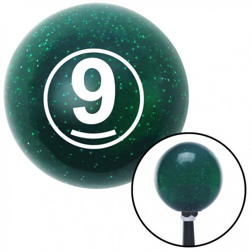 White ball #9 green metal flake shift knob with 16mm x 1.5 insert hemi rat rod