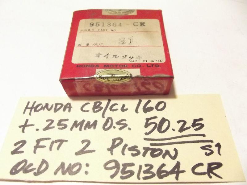 Honda cb160 cl160 cb cl 160 piston ring set (2pcs) +.25mm os 50.25mm 951364 s1 