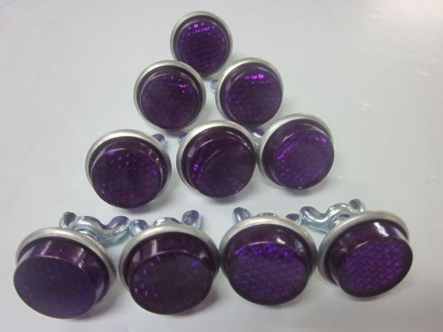 Lot of ~10 ~ purple ~  round license plate bolt reflector bike fasteners