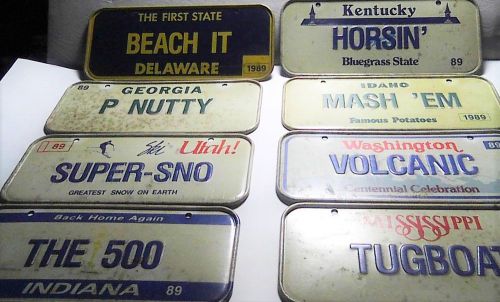 Vintage post cereal miniature license plates lot of 8 tin signs
