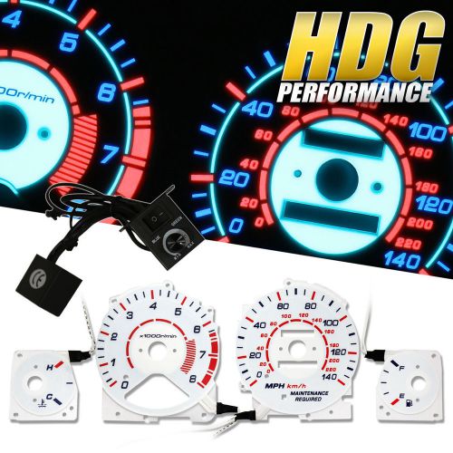 96-97 honda accord cd6 reverse indiglo overlay glow gauge face cluster w/ rpm