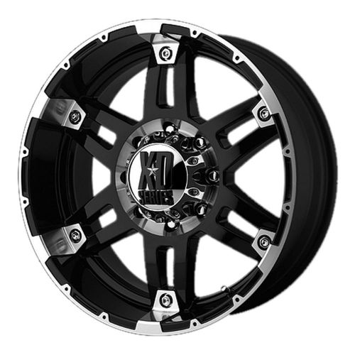 8 lug 165.1 6.5 17&#034; inch black n machined wheels 17x9 -12mm set of 4 rims
