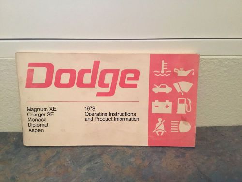 1978 dodge magnum charger monaco aspen diplomat owners manual oem original
