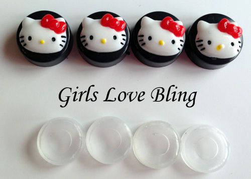 Hello kitty red bow license plate frame screw covers - black caps