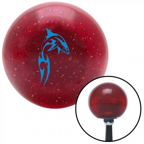 Blue dolphin in air red metal flake shift knob with 16mm x 1.5 insert 1934