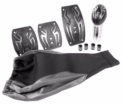 Black widow manual pedal pads shift knob 9pc custom combo set 16022 *new*