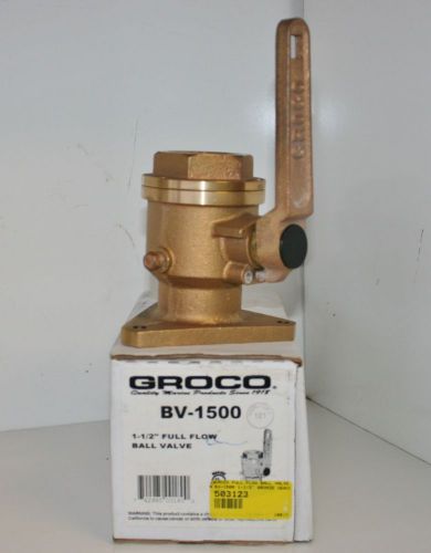 New groco bv-1500 1-1/2&#034; npt full flow flanged ball valve seacock boat yacht