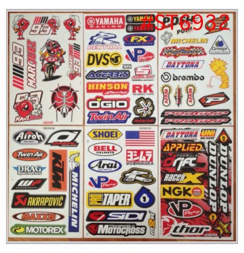 6 sheet atv car helmet moto-gp scooter bike racing rc stickers