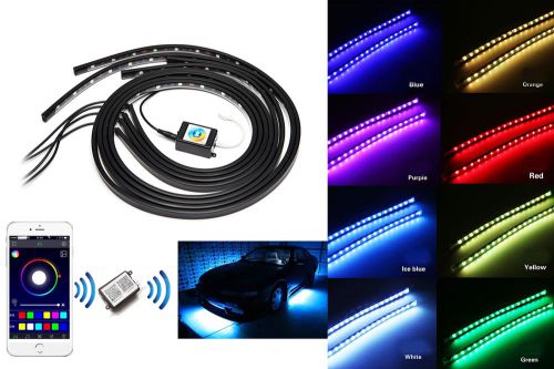 4x multiple color led strip under car tube underglow neon light with app control