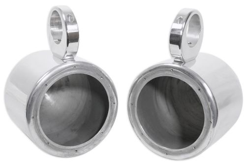 Pair rockville 6.5&#034; polished silver aluminum wakeboard tower speaker enclosures