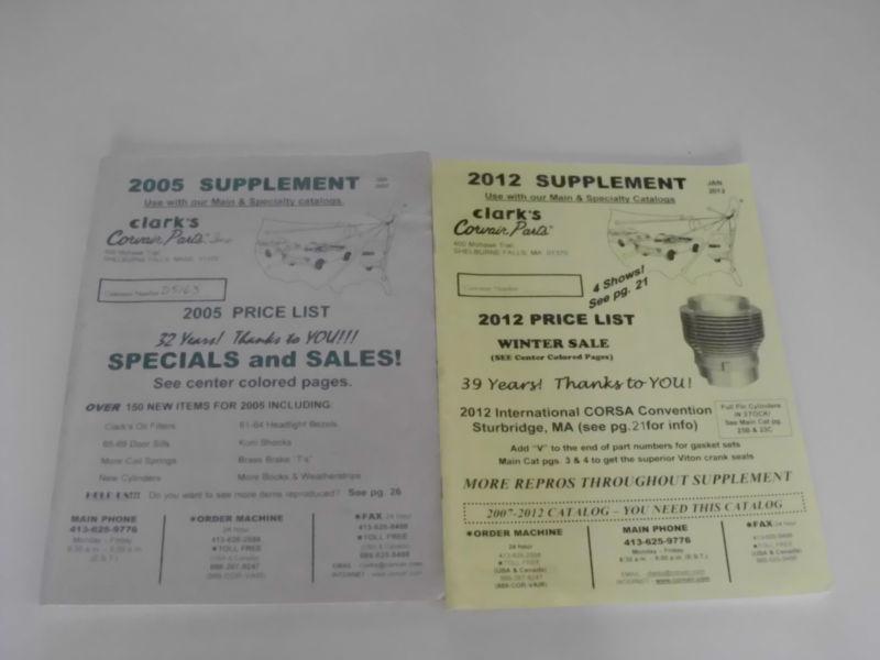 2005 & 2012 clarks corvair parts inc. supplement price list catalog lot january