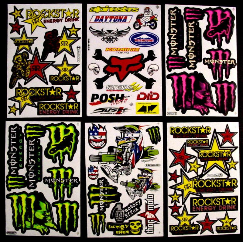 6 sheets stickers dirt bike scooter motocross energy drink bmx stikers mx r\7