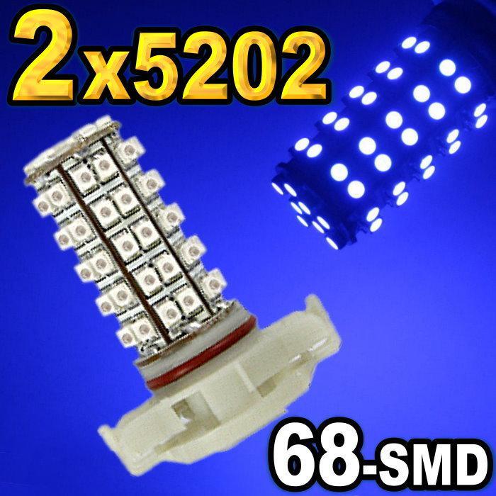 2x 5202 bright blue 68-smd led day driving fog lights 5200s 5201 2504