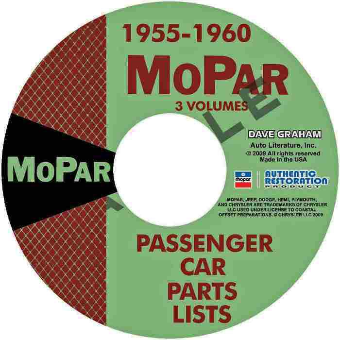 Plymouth mopar master parts catalog manual cd  1955 1956 1957 1958 1959 1960