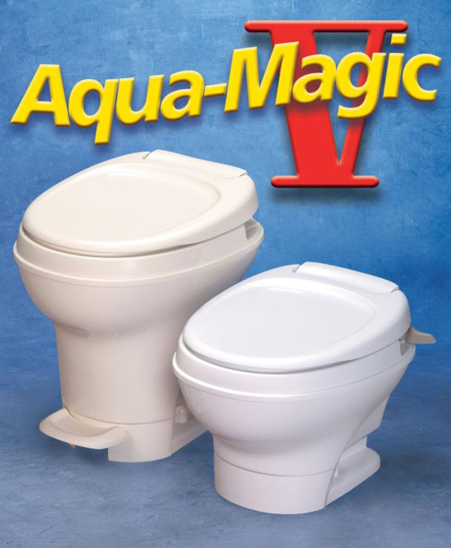Thetford 31667 aquamagic v hand flush rv toilet high white