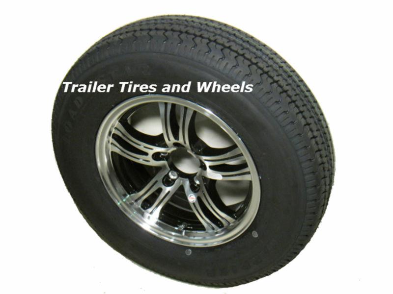 Pbk 205/75r15 lrd 8 pr radial trailer tire on 15" 5 lug aluminum trailer wheel